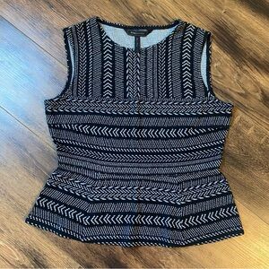 BCBG Max Azria peplum style sleeveless top size small black white pattern tank